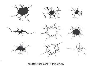 Set of cracks. Isolated on white background