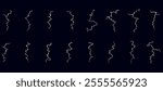 Set of cracks. Lightning bolts, Thunder electric strike. Thunderstorm and lightning on black background.