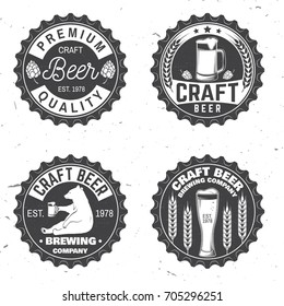 Set of Craft Beer badges. Vector illustration. Vintage design for bar, pub and restaurant business. Coaster for beer or beer bottle cap. Typography design for Oktoberfest Festival.