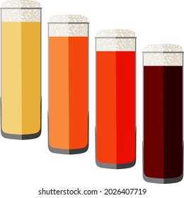 Set with craft beer in stange glass for banners, flyers, posters, cards. Light and dark beer, ale, and lager. Beer Day. October fest. Flat style. Vector illustration isolated on white background