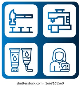 Set of craft icons. Such as Hammer, Sewing machine, Paint tube, Tailor , craft icons