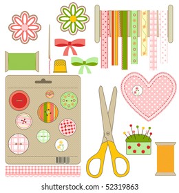 Set of  crafts and needlework stuff, vector illustration