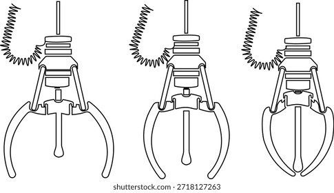 Conjunto de íconos de la máquina de garra de grúa, colección de símbolos de juguete de arcade grabber, grupo de Ilustraciones vectoriales de línea, agregar garra, pinza, receptor, dispositivo de recolección, negro