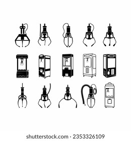 set of crane claw machine vector