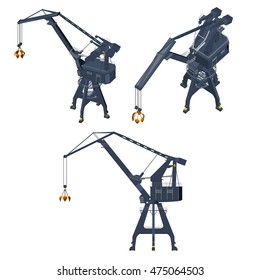 set with crane from different angles isometric view vector