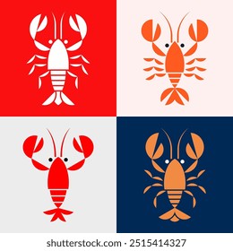 Set of Crayfish logo. Icon design. Template elements