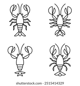 Set of Crayfish logo. Icon design. Template elements