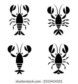 Set of Crayfish logo. Icon design. Template elements