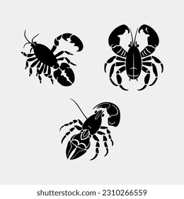 set of Crayfish logo. Isolated crayfish on white background