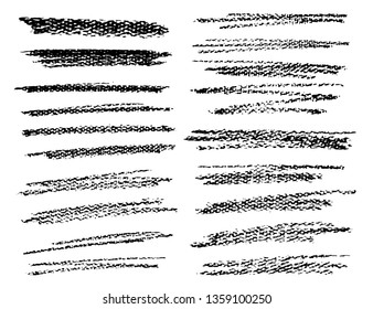 Set of crayon brush stroke, Black ink grunge brush strokes, Vector illustration.