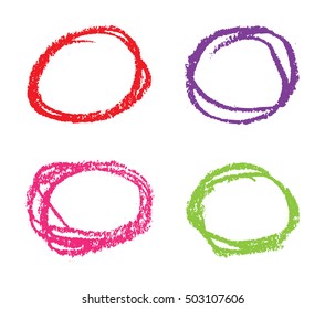 Set of crayon circles.Hand drawn circles.Vector