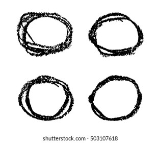 Set of crayon circles.Hand drawn circles.Vector