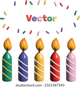 Set of crayon green , purple , yellow , red ,pink with 3d model vector
