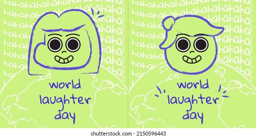 Set of Crayon and hand drawn style World Day Greeting Card for children or schools. Vector Illustration. EPS 10 File.