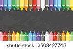 A set of crayon on chalkboard background. Chalkboard with set of crayon. Back to school. Isolate vector illustration.