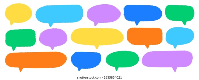 Set of crayon speech bubbles, stickers, text boxes icons vector 