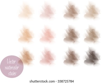Set of crayon vector watercolor stains.