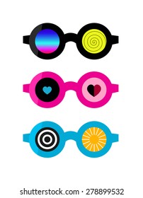 Set of crazy colorful sunglasses