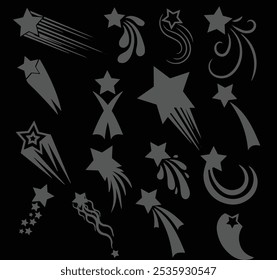 Set crazy shooting stars collection vector you can try any where in logo or designs