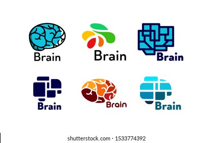set of creaitve brain logo icon in vector