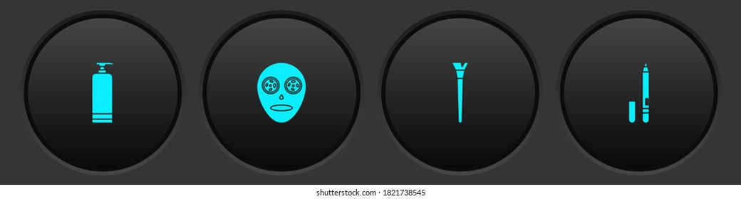 Set Cream cosmetic tube, Facial mask, Makeup brush and Eyeliner, eyebrow icon. Vector.