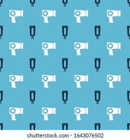 Set Cream or lotion cosmetic tube and Hair dryer on seamless pattern. Vector