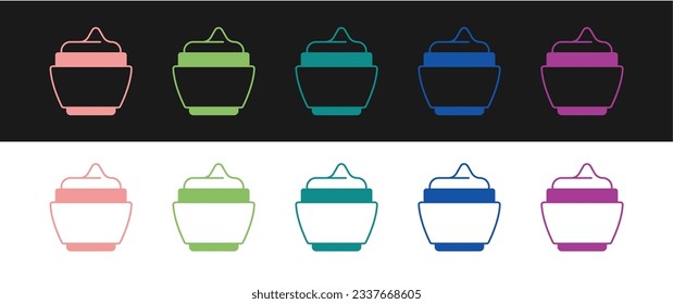 Set Cream or lotion cosmetic tube icon isolated on black and white background. Body care products for woman.  Vector