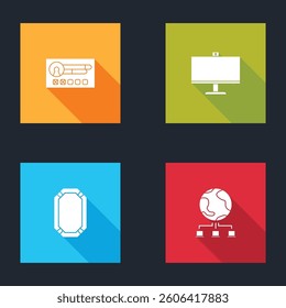 Set Create account screen, Computer monitor, Poker table and network icon. Vector