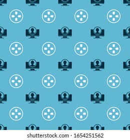 Set Create account screen and Gamepad on seamless pattern. Vector