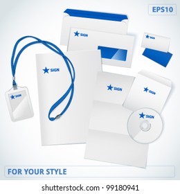 Set to create the style. Blank card, disk, envelope, folder, badge.