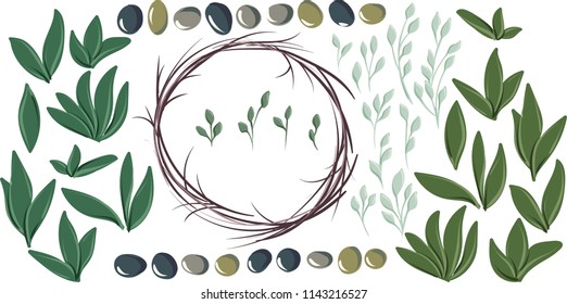 Set for creating round olive wreath