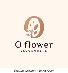 Set creative 0 letter flower logo template in sumptuous colors o flower