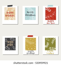 Set of creative 6 journaling cards. Christmas floral posters