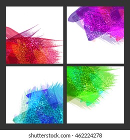 Set of creative Abstract Backgrounds with colorful paint stroke and floral design for Banner, Poster, Card, Invitation, Brochure, Flyer etc.