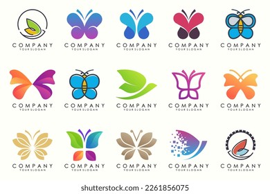 set of creative abstract butterfly logo design.