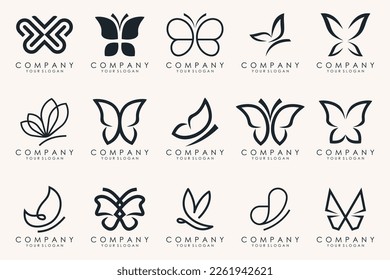 Set von kreativem abstraktem Schmetterling Logo-Design.