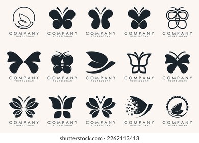 set of creative abstract butterfly logo design.