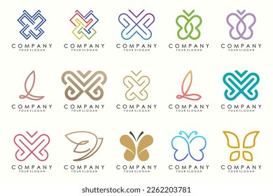 conjunto de diseño creativo y abstracto del logo de la mariposa.
