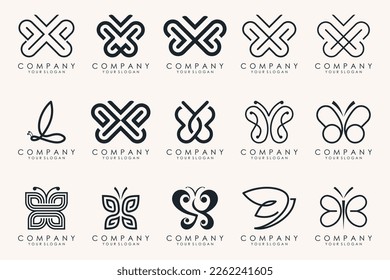 set of creative abstract butterfly logo design.