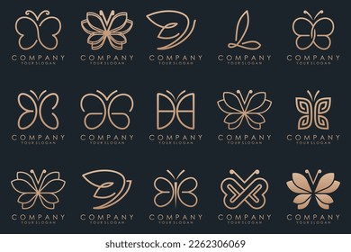 set of creative abstract butterfly logo design.