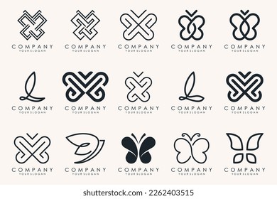set of creative abstract butterfly logo design.