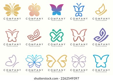 conjunto de diseño creativo y abstracto del logo de la mariposa.