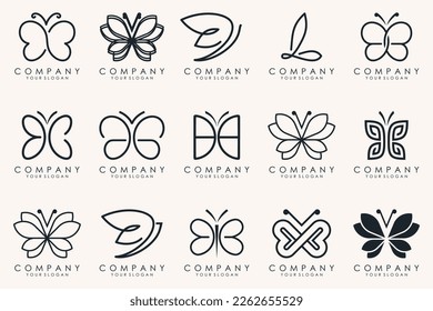 set of creative abstract butterfly logo design.