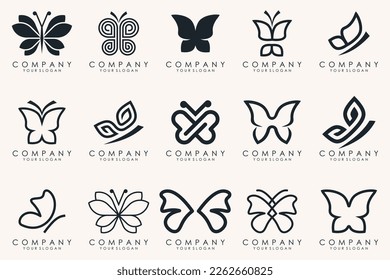 conjunto de diseño creativo y abstracto del logo de la mariposa.