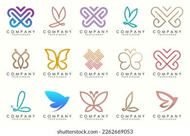 set of creative abstract butterfly logo design.