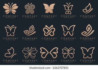 set of creative abstract butterfly logo design.