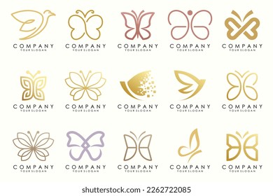 conjunto de diseño creativo y abstracto del logo de la mariposa.