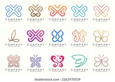 set of creative abstract butterfly logo design.