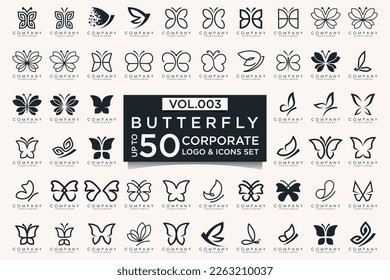 conjunto de diseño creativo y abstracto del logo de la mariposa.