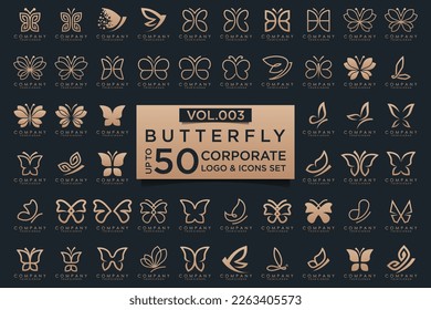 conjunto de diseño creativo y abstracto del logo de la mariposa.